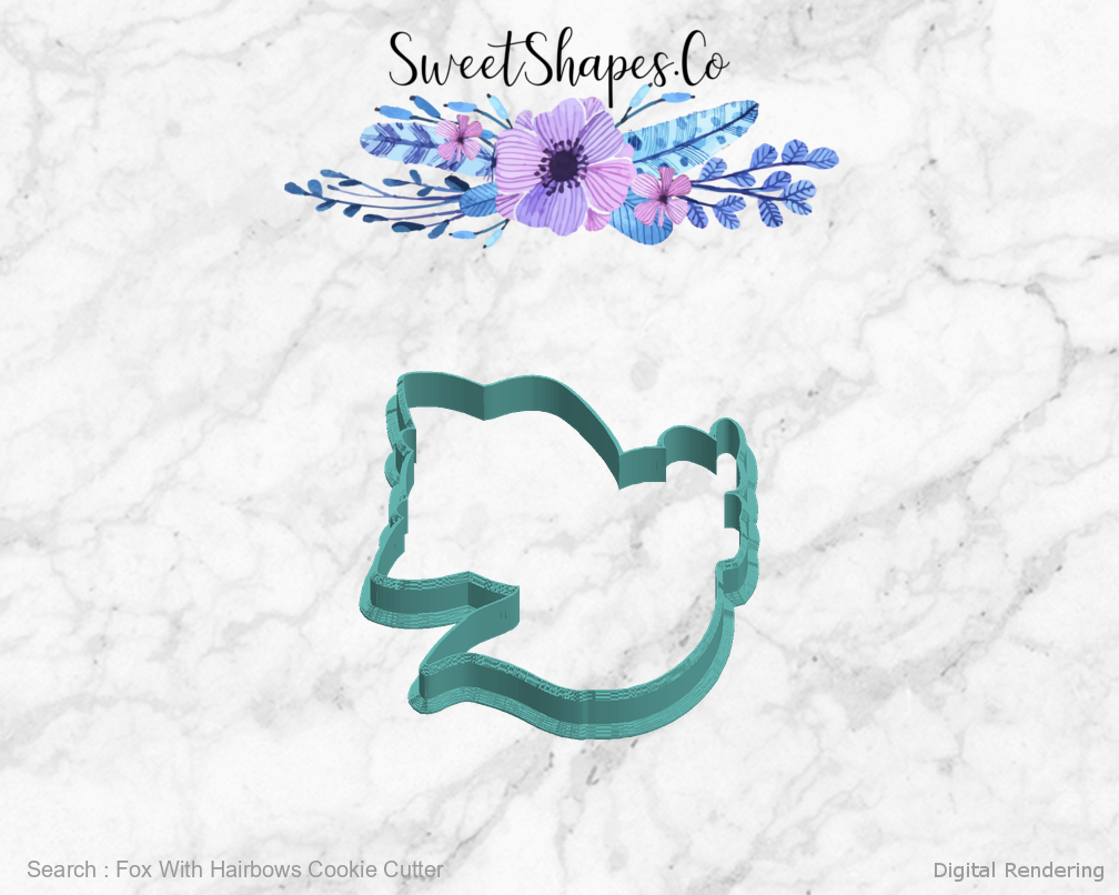 Fox With Hairbows Cookie Cutter — left view