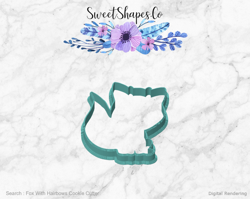 Fox With Hairbows Cookie Cutter — front view