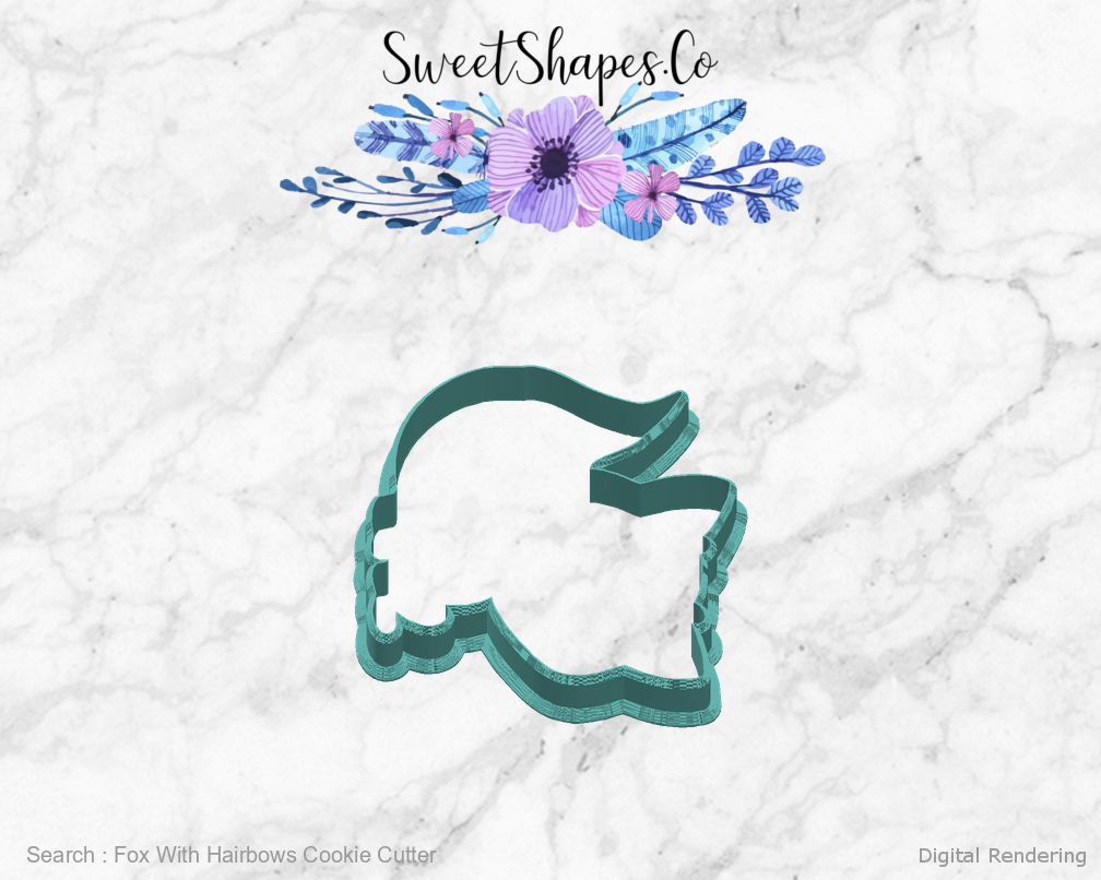 Fox With Hairbows Cookie Cutter — right view