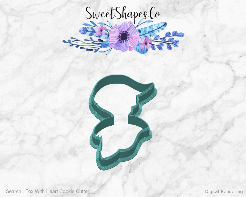 Fox With Heart Cookie Cutter — back view