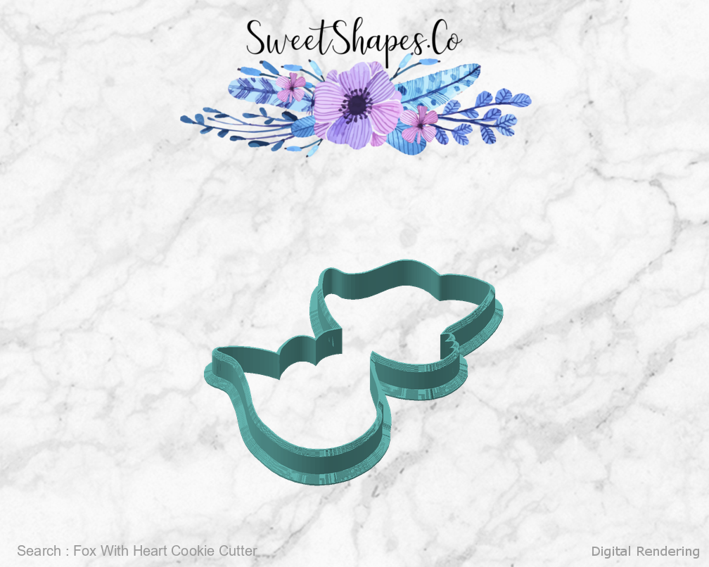 Fox With Heart Cookie Cutter — angled front view