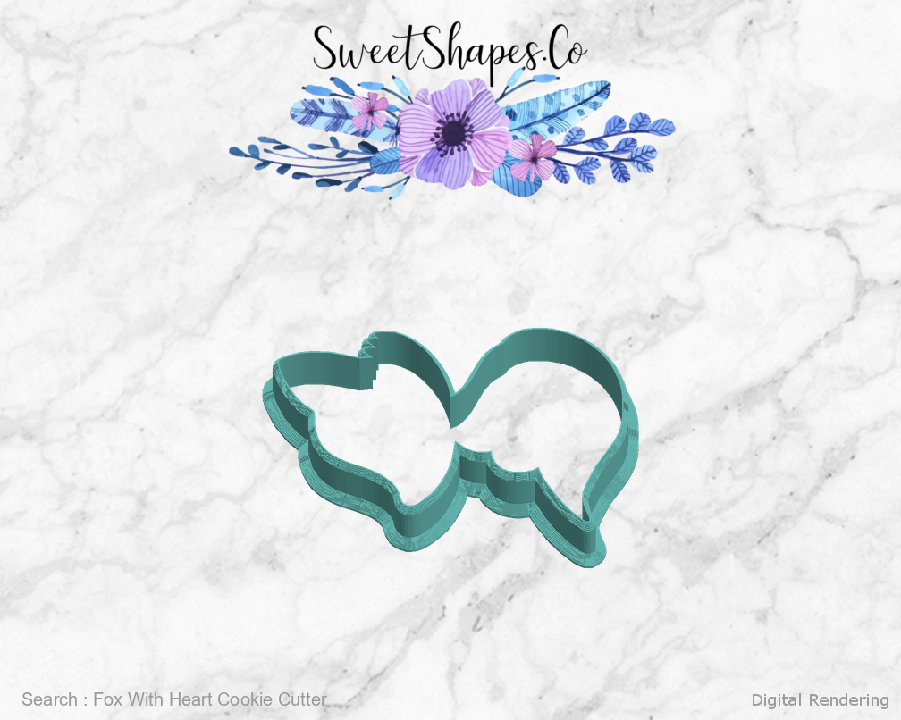 Fox With Heart Cookie Cutter — left view