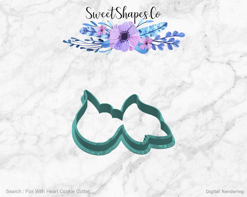 Fox With Heart Cookie Cutter — right view