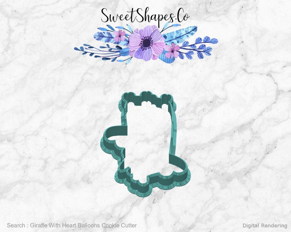 Giraffe With Heart Balloons Cookie Cutter — back view