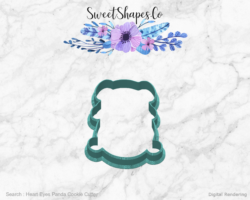 Heart Eyes Panda Cookie Cutter — back view