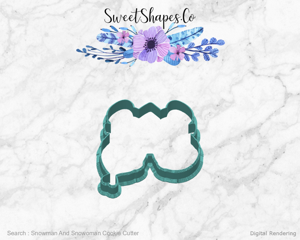 Snowman And Snowoman Cookie Cutter — back view