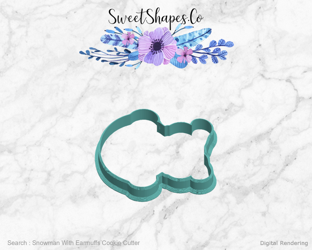 Snowman With Earmuffs Cookie Cutter — left view