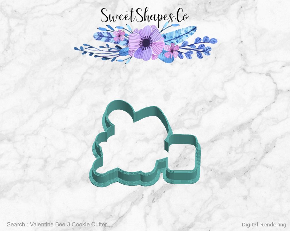 Valentine Bee 3 Cookie Cutter — left view