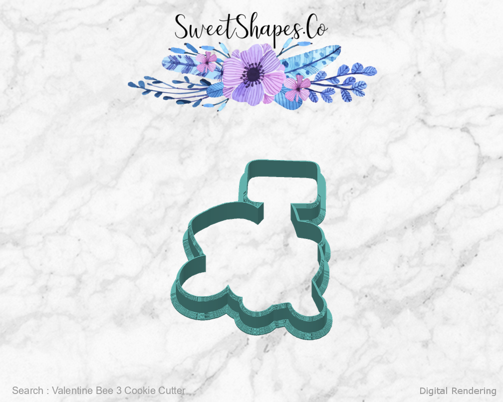 Valentine Bee 3 Cookie Cutter — back view