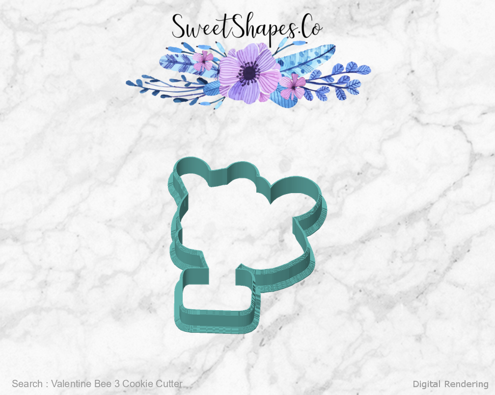 Valentine Bee 3 Cookie Cutter — front view