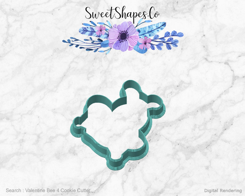 Valentine Bee 4 Cookie Cutter — angled front view