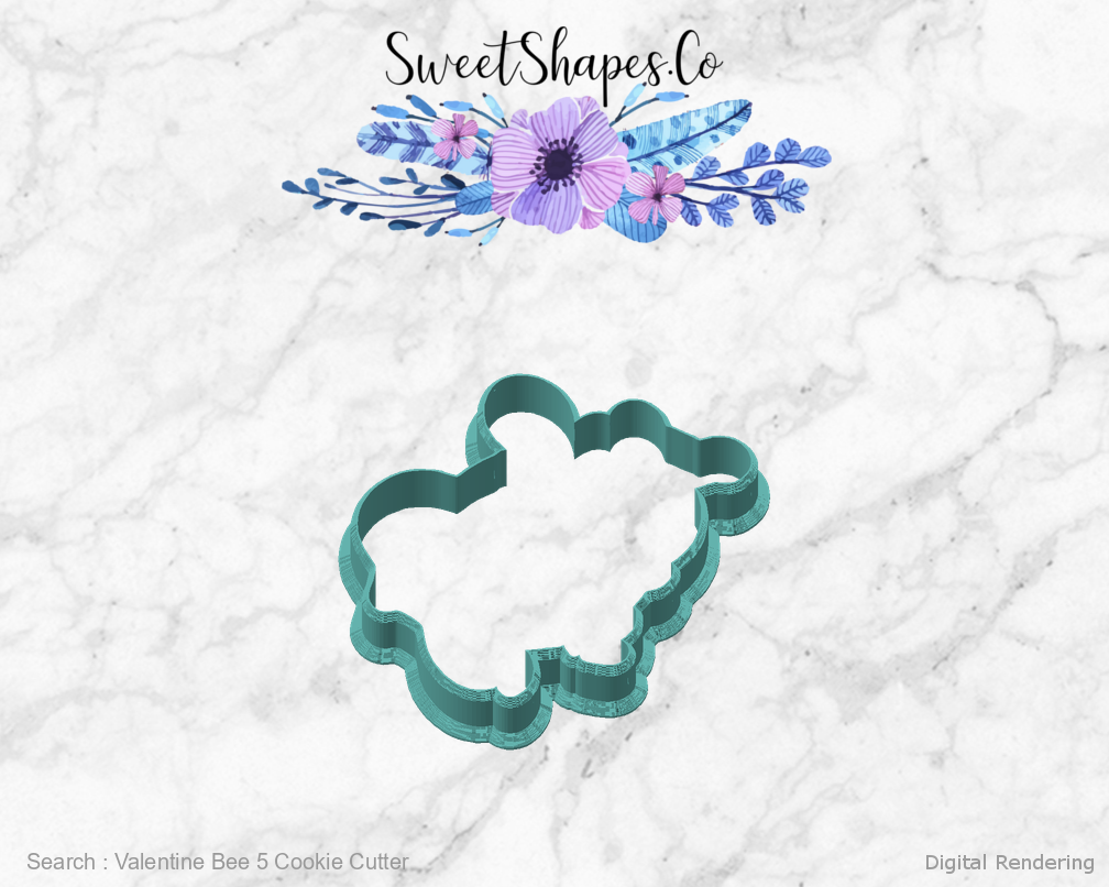 Valentine Bee 5 Cookie Cutter — angled front view