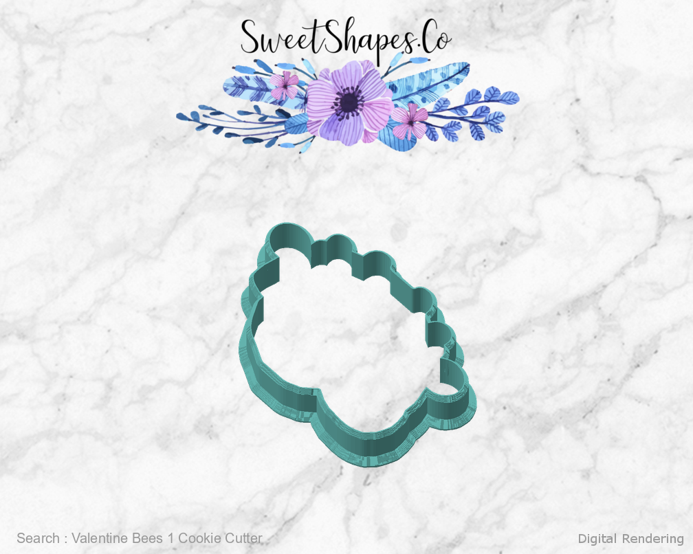 Valentine Bees 1 Cookie Cutter — angled front view