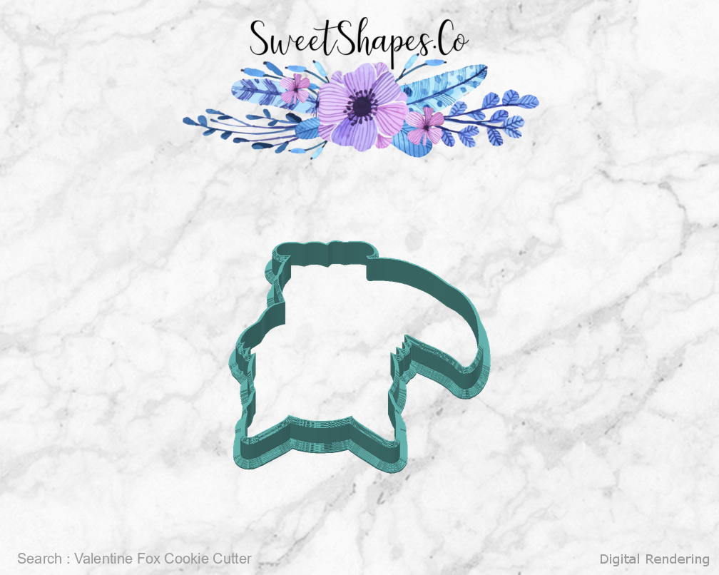 Valentine Fox Cookie Cutter — back view