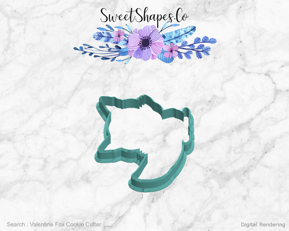 Valentine Fox Cookie Cutter — left view