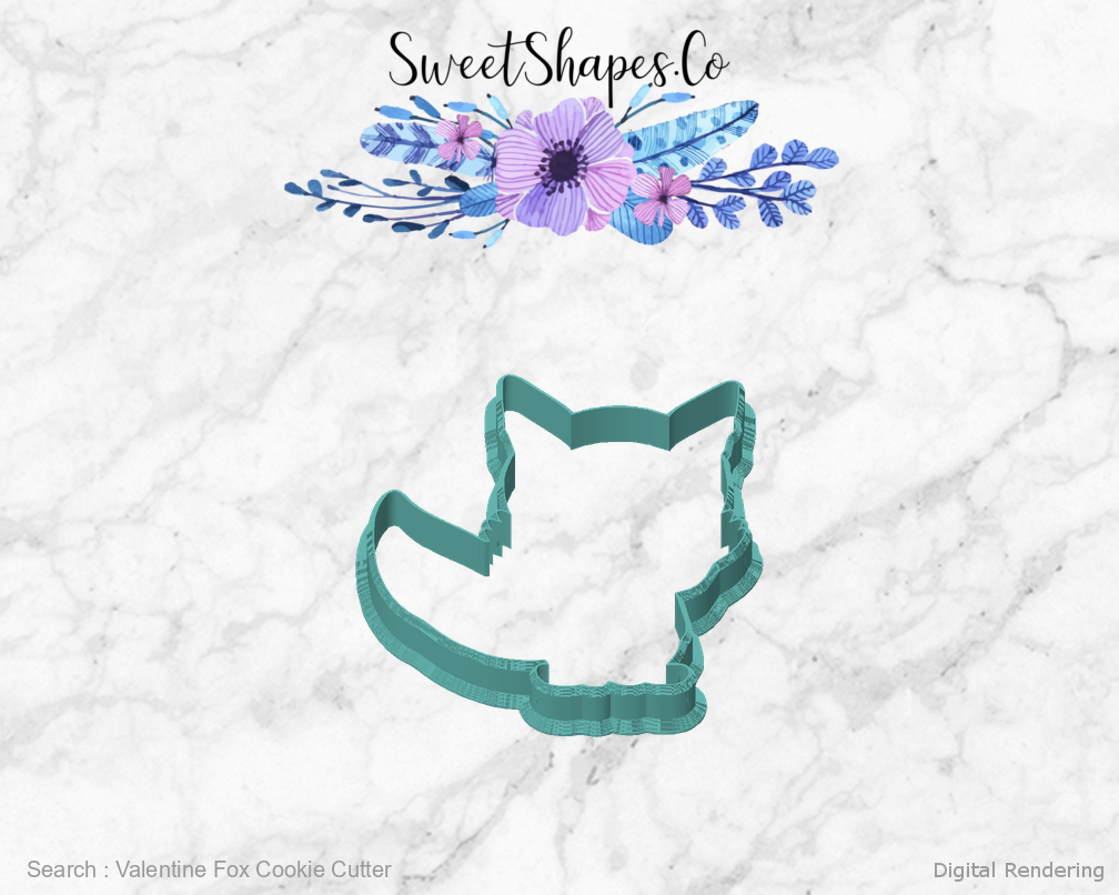 Valentine Fox Cookie Cutter — front view