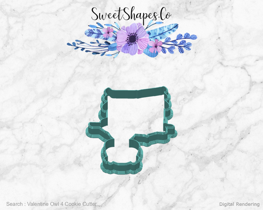Valentine Owl 4 Cookie Cutter — back view