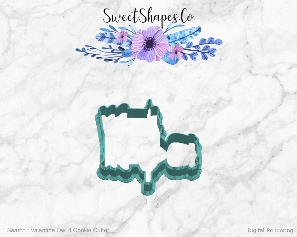 Valentine Owl 4 Cookie Cutter — right view