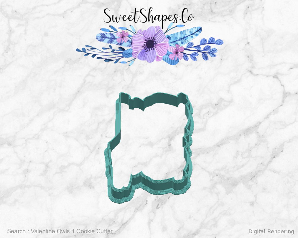 Valentine Owls 1 Cookie Cutter — right view