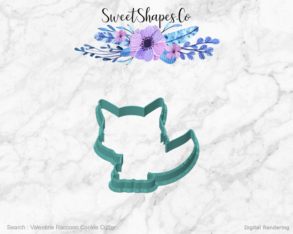 Valentine Raccoon Cookie Cutter — front view