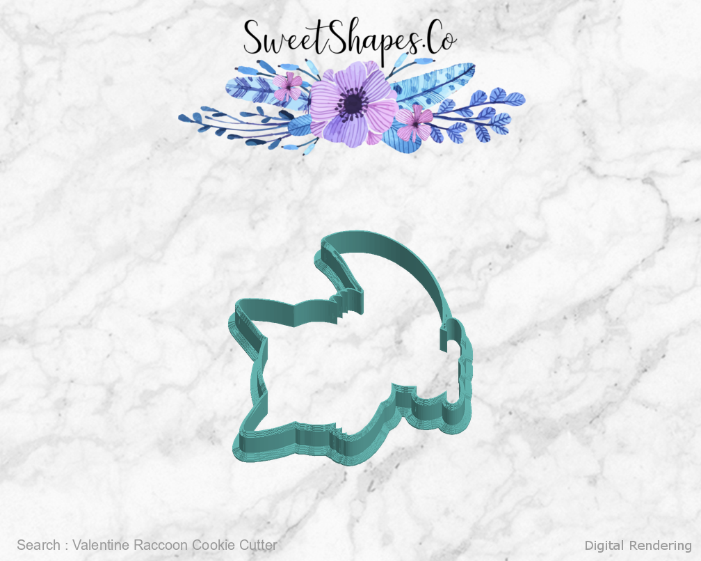 Valentine Raccoon Cookie Cutter — left view