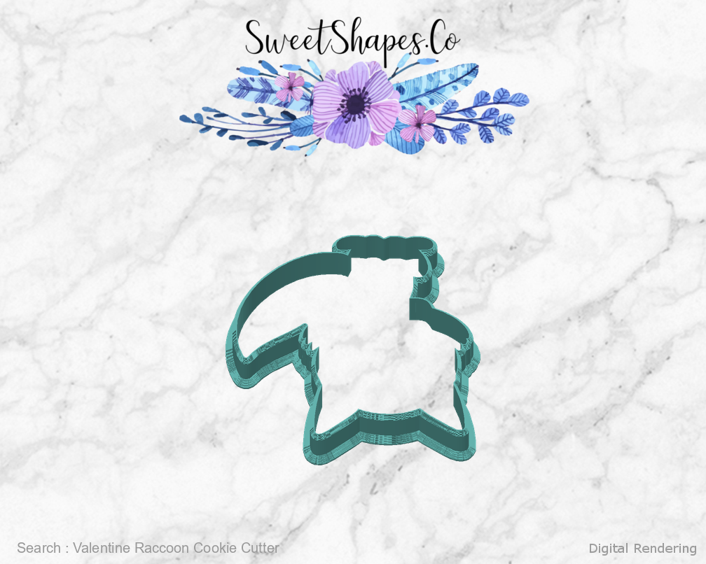 Valentine Raccoon Cookie Cutter — back view
