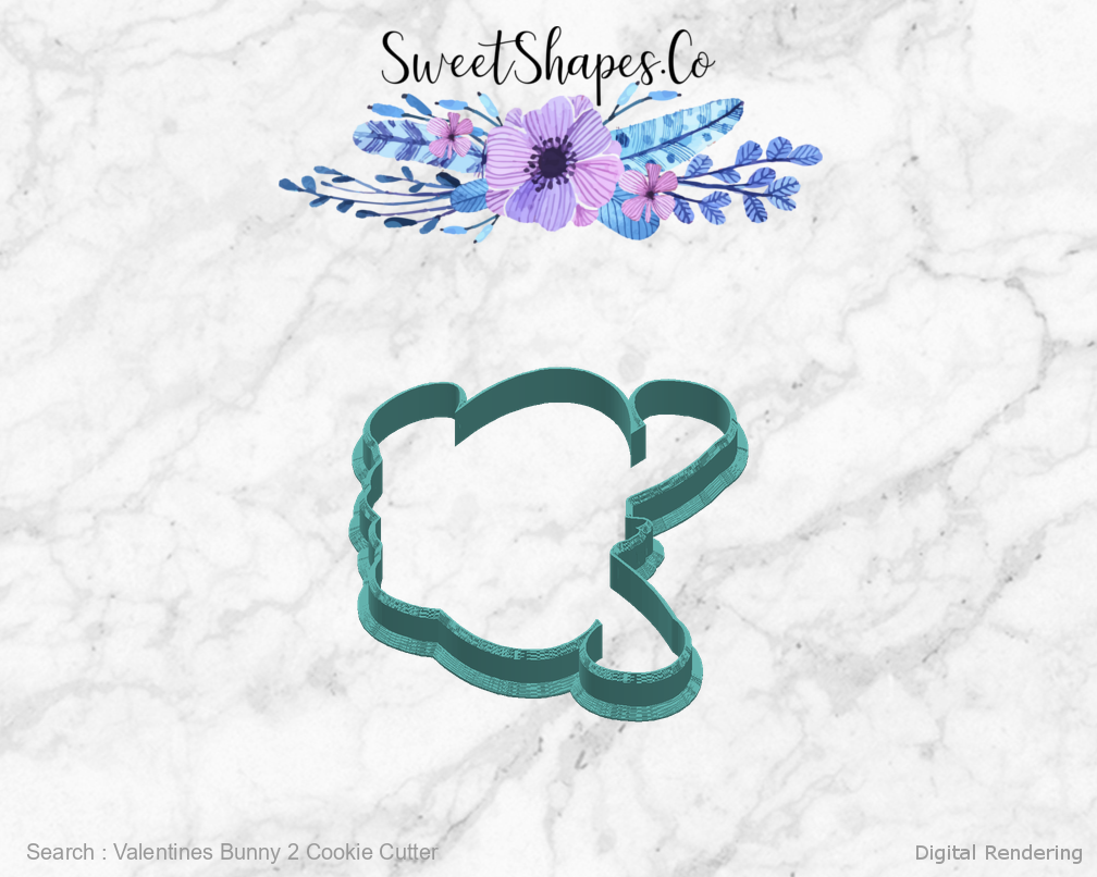 Valentines Bunny 2 Cookie Cutter — right view