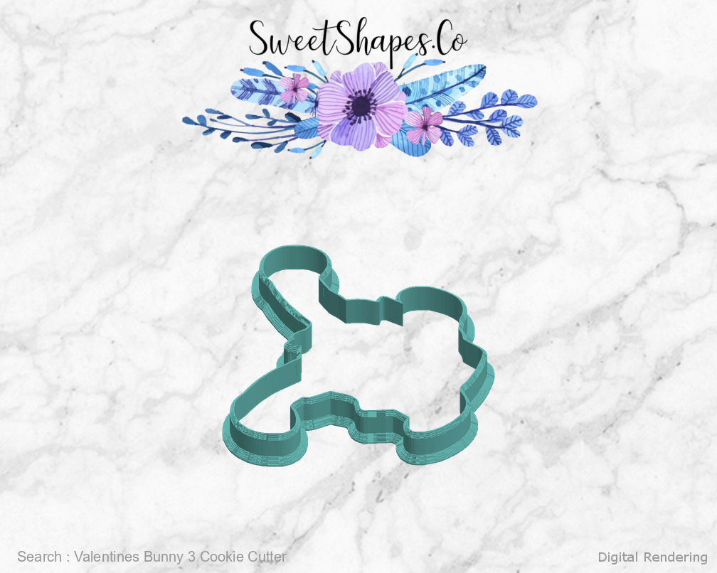 Valentines Bunny 3 Cookie Cutter — left view