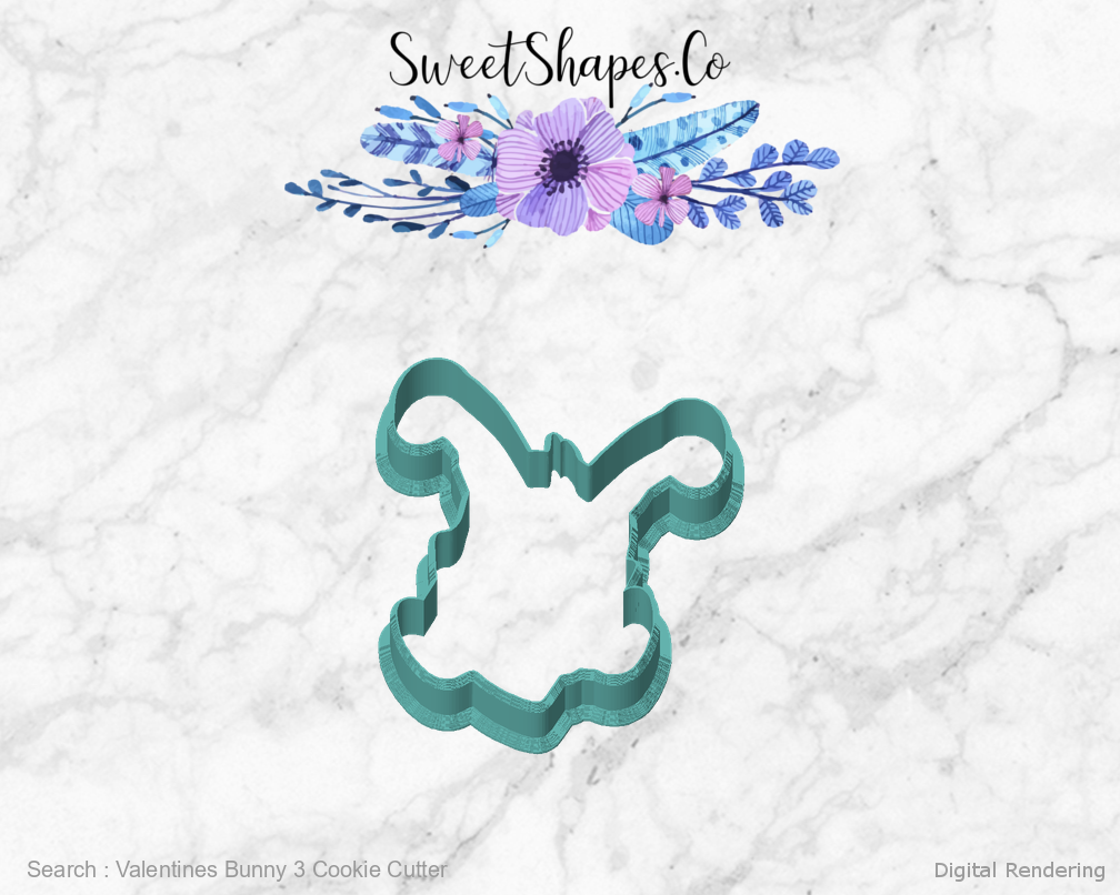 Valentines Bunny 3 Cookie Cutter — front view