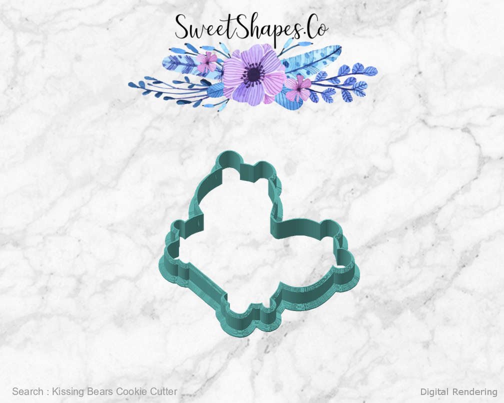 Kissing Bears Cookie Cutter — angled front view