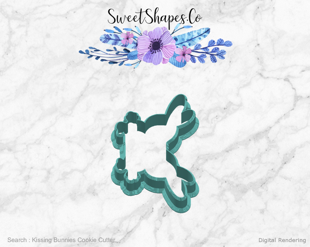 Kissing Bunnies Cookie Cutter — right view