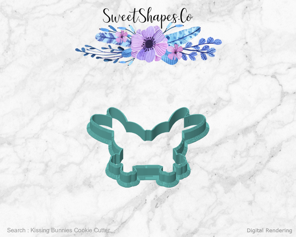 Kissing Bunnies Cookie Cutter — front view