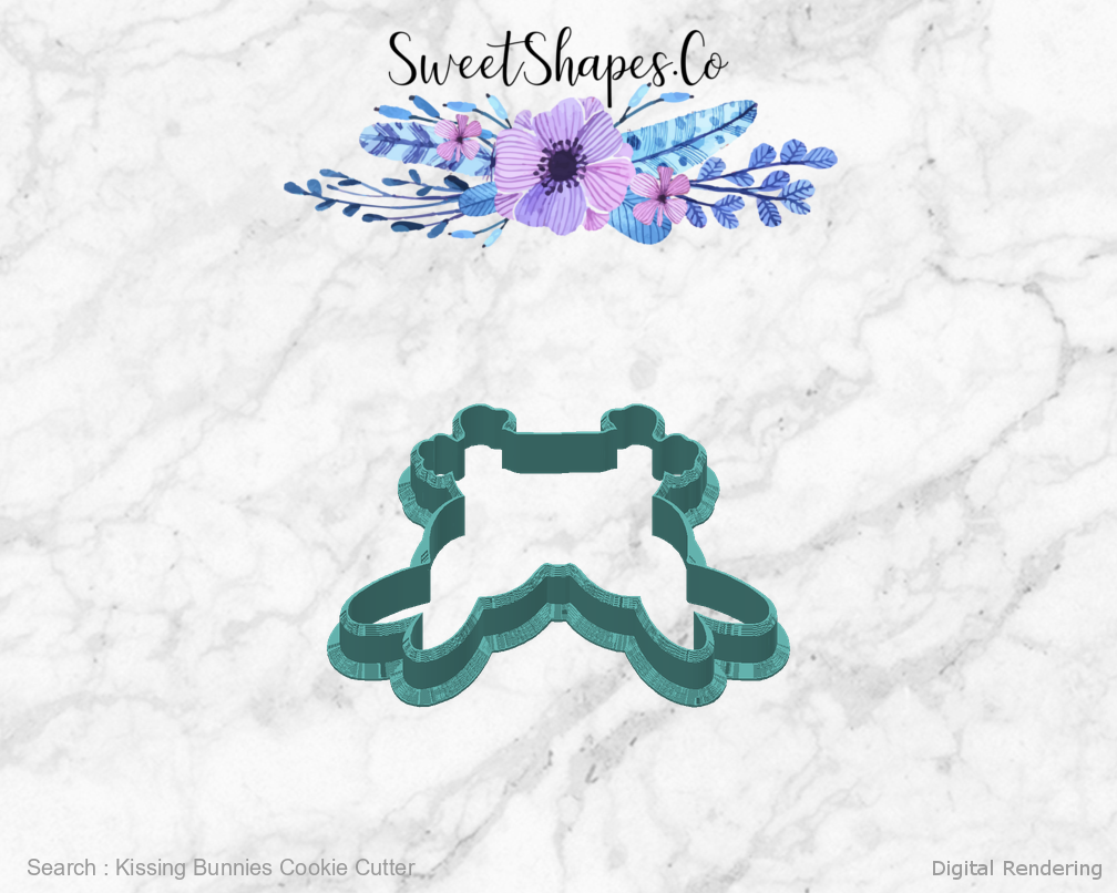Kissing Bunnies Cookie Cutter — back view