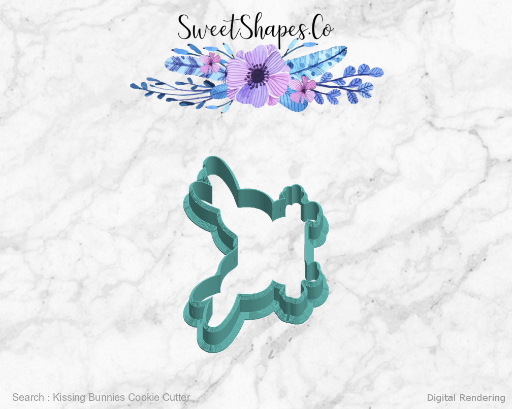 Kissing Bunnies Cookie Cutter — left view