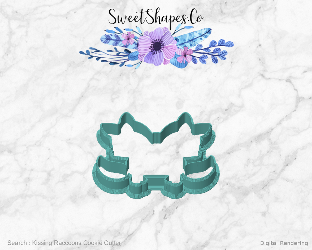 Kissing Raccoons Cookie Cutter — front view