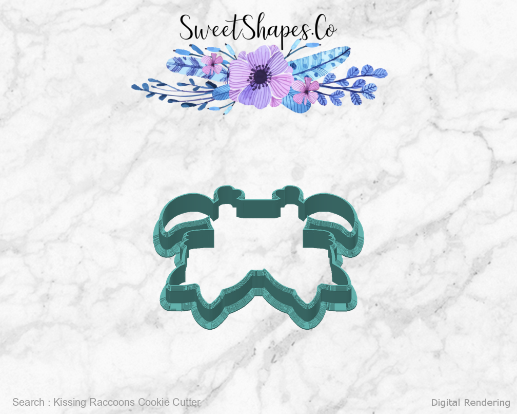 Kissing Raccoons Cookie Cutter — back view