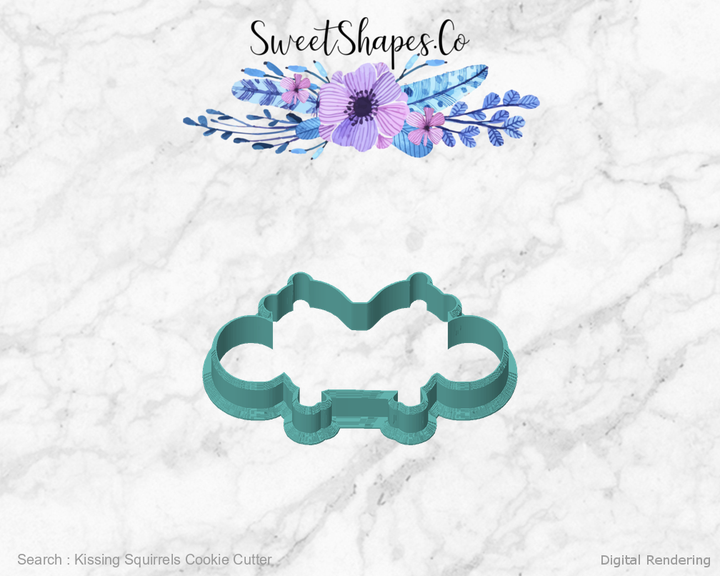 Kissing Squirrels Cookie Cutter — front view