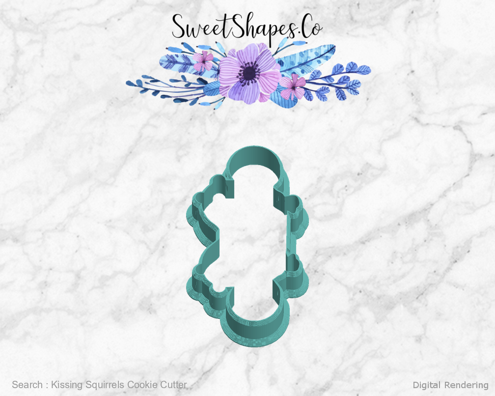 Kissing Squirrels Cookie Cutter — left view