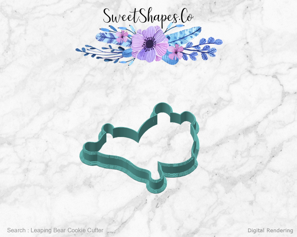 Leaping Bear Cookie Cutter — angled front view