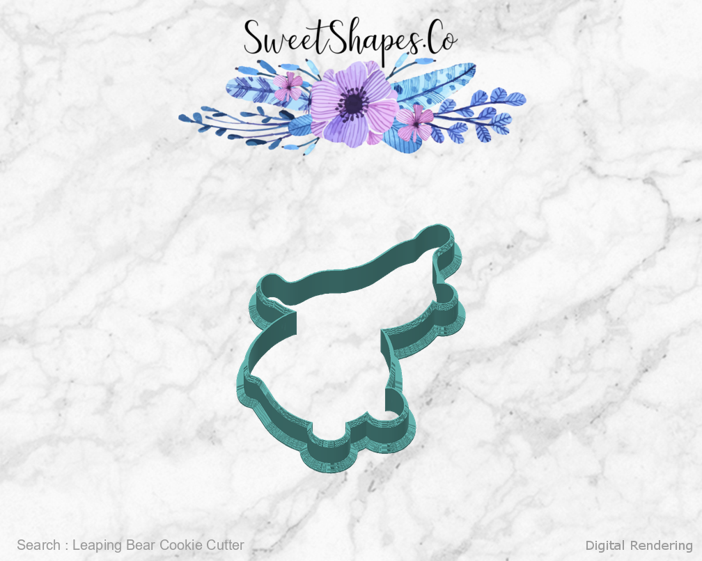 Leaping Bear Cookie Cutter — back view