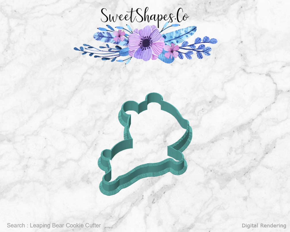 Leaping Bear Cookie Cutter — front view