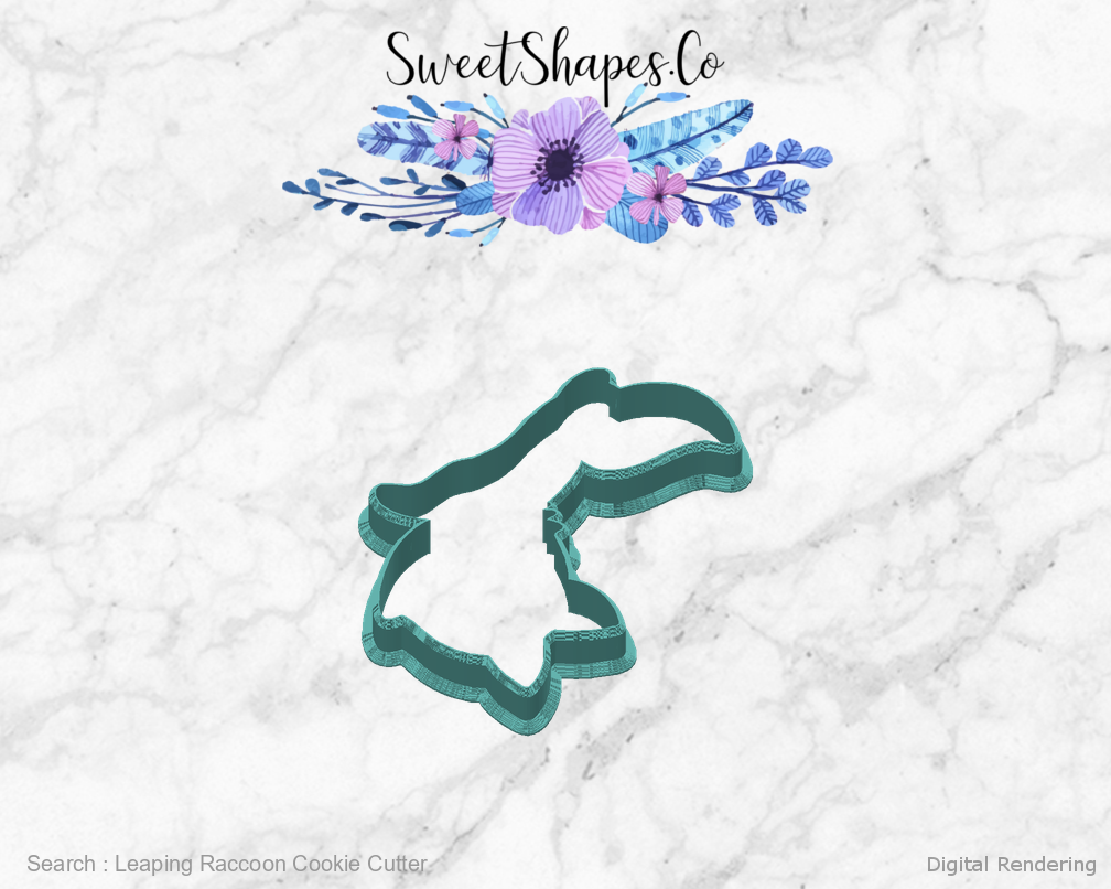 Leaping Raccoon Cookie Cutter — back view