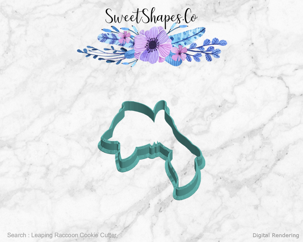 Leaping Raccoon Cookie Cutter — left view