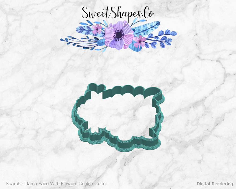Llama Face With Flowers Cookie Cutter — right view