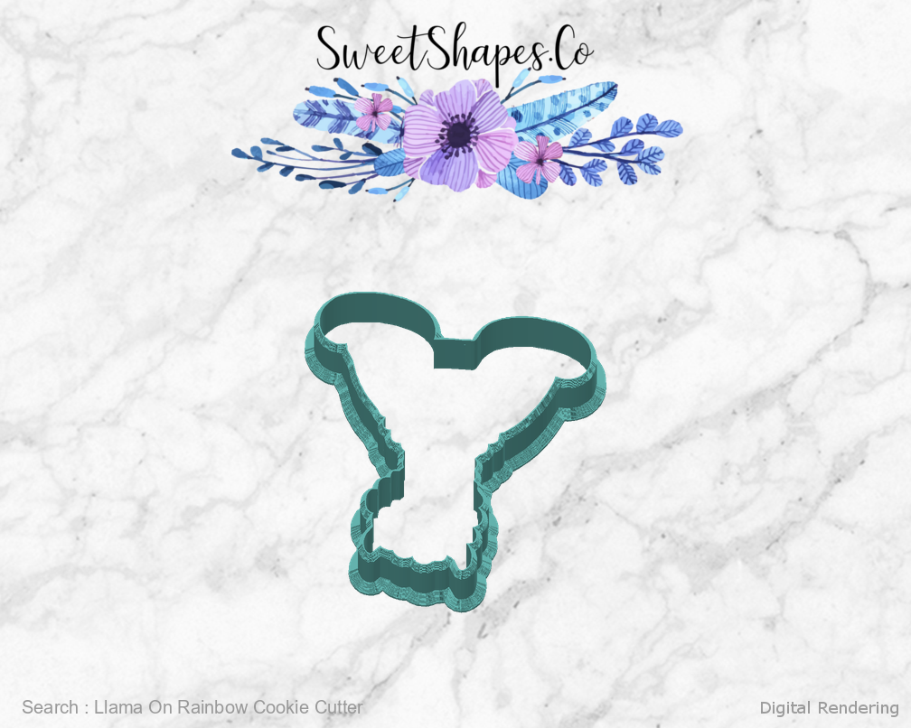 Llama On Rainbow Cookie Cutter — back view
