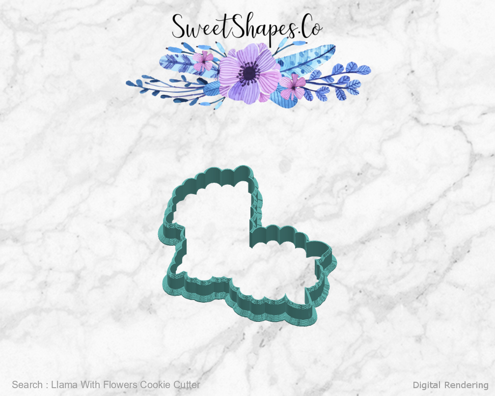 Llama With Flowers Cookie Cutter — right view