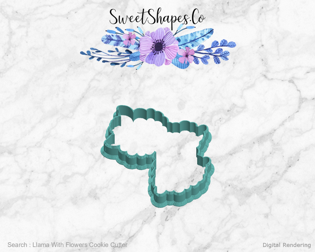 Llama With Flowers Cookie Cutter — left view