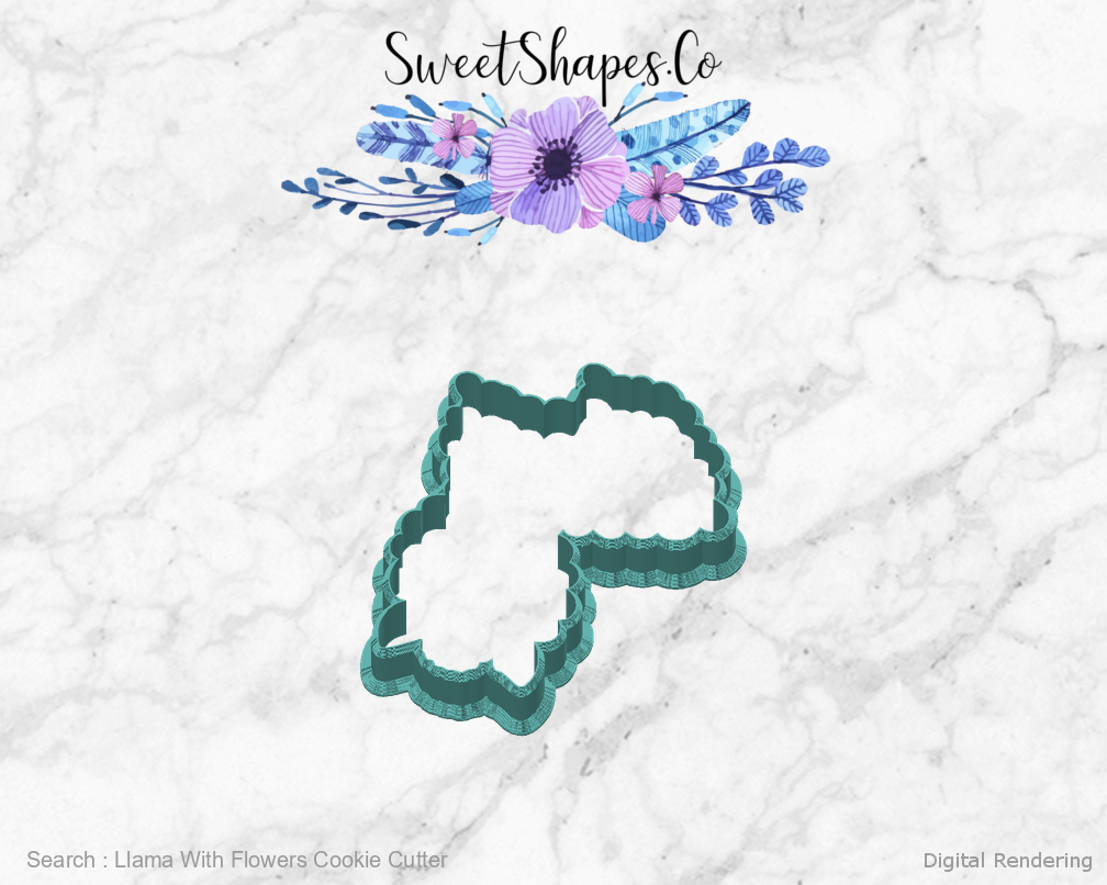 Llama With Flowers Cookie Cutter — back view