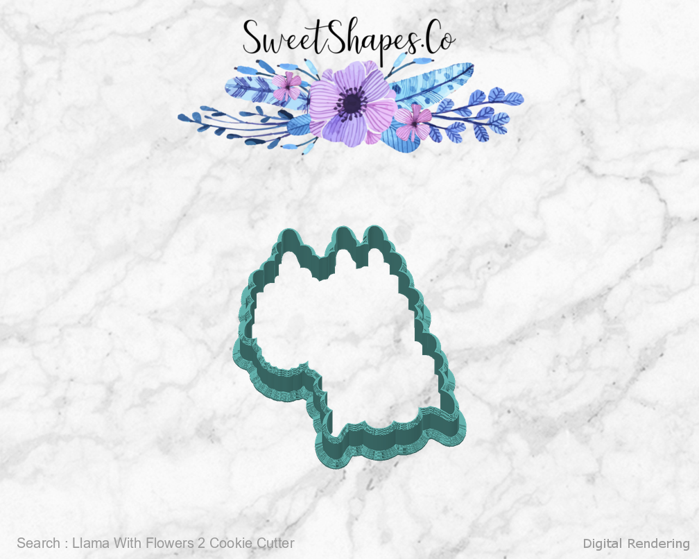 Llama With Flowers 2 Cookie Cutter — back view