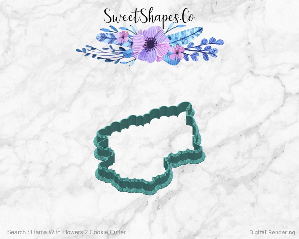 Llama With Flowers 2 Cookie Cutter — right view